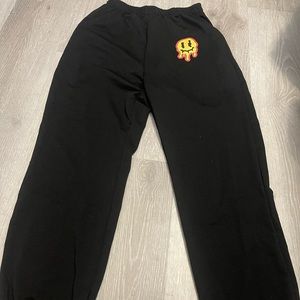 Black graphic smily sweatpants